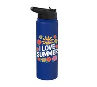Adoro Summer Hibiscus Sun Fun Time Stainless Steel Insulated Water Bottle
