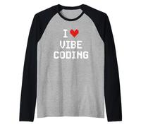 Adoro Vibe Coding Pixel Heart Programming Coder Maglia con Maniche Raglan