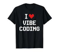 Adoro Vibe Coding Pixel Heart Programming Coder Maglietta con Stampa Grafica Economica, Uomo, Nero, M