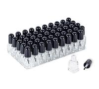 ADORTIFY 50 mini flaconi vuoti per olio per cuticole da 2 ml, con pennello e 3 contagocce, in vetro ricaricabile, per olio, campioni di olio per unghie, viaggi, cosmetici fai da te