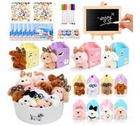 Adotta un set di bomboniere per cani - 12 cuccioli di peluche con cappelli da festa includono casa di carta, biglietti di adozione, collari fai da te, decorazioni per la casa e accessori per feste di