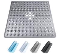 ADOV Tappetino Doccia Antiscivolo, 53 x 53 cm Quadrato Tappeto Vasca con Forti Ventose e Fori di Drenaggio, Lavabile in Lavatrice, Asciugatura Rapida, Antimuffa, Tappeto Bagno Sicuro Antiscivolo