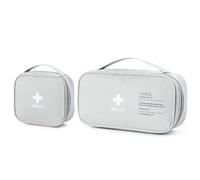 AdOvz Kit di pronto soccorso a strati, 2 pezzi, kit medico di primo soccorso per auto, casa, ufficio, viaggi, campeggio, sport, kit di sopravvivenza essenziale per attività all'aperto (grigio chiaro)