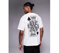 ADPT - T-shirt oversize bianca con stampa King of Hearts sul retro-Bianco XS