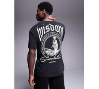 ADPT - T-shirt oversize nera con stampa gotica sul retro-Nero S