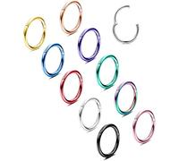 ADRAMATA 10 pz 16-18G Incernierato Clicker Naso Anello Helix Cartilagine Daith Orecchini A Cerchio per Le Donne degli Uomini Setto Trago Dormiente Conchiglia Piercing Orecchino Set 8-12 MM