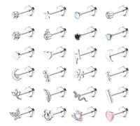 Adramata 24Pcs Orecchini Piercing per Donna - Acciaio Chirurgico, Bottone, Trago, Cartilagine, Helix, Farfalla, Fiore, Conch - Orecchio e Trago