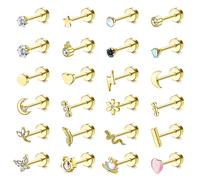 Adramata 24Pcs Orecchio per Donna Piercing Orecchio Acciaio Chirurgico Orecchio a Bottone Trago Cartilagine Helix Orecchini Piercing Farfalla Fiore Orecchio Piercing Trago Conch Helix Piercing