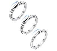 ADRAMATA 3 Pcs Anello Antistress Donna Acciaio Inossidabile Set Spinner Anelli Conciso Band Argento Anelli per Donna Uomo Anello Ansia Fidget per Antistress