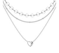 ADRAMATA 3Pcs Collana Donna Collana Acciaio Inossidabile Collana Placcato Oro 14K Impilabile Collana Girocollo Set Collana Pendenti Regolabili CZ Cuore Collana Girocollo Regalo per Donne Ragazza, SA