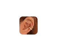 ADRAMATA 4 Paia Ear Cuff Orecchini Senza Buco Donna - Regolabili Clip in Oro 14K/Argento, Orecchini Finti Ipoallergenici per Cartilagine, Non Piercing Earcuffs con Custodia Regalo