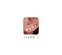ADRAMATA 5 Paia Orecchini Argento 925 Donna Uomo Orecchini Punto Luce con Zirconi Brillanti Set Orecchino a Bottone Piccolo Piercing Orecchio Anallergici Orecchini Donna Argento/Or