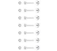 Adramata 7 Paia Orecchini Set Senza Filetto Push in per Donna Uomo Acciaio Inossidabile 2-8mm 5A Zircone Cubico Orecchini a Perno Oro Placcato 18K Delicati Orecchini Set per Cartilagine Piercing,BS