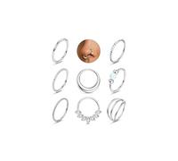 ADRAMATA 8Pcs Piercing Naso Acciaio Chirurgico Septum Piercing Labbro Anallergici Brillantino Orecchini Naso Cerchio Piccolo Conch Trago Piercings Helix Piercings Orecchio Oro Argento