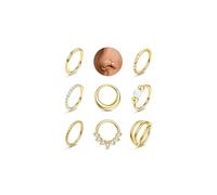 ADRAMATA 8Pcs Piercing Naso Acciaio Chirurgico Septum Piercing Labbro Anallergici Brillantino Orecchini Naso Cerchio Piccolo Conch Trago Piercings Helix Piercings Orecchio Oro Argento