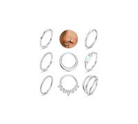 ADRAMATA 8Pcs Piercing Naso Acciaio Chirurgico Septum Piercing Labbro Anallergici Brillantino Orecchini Naso Cerchio Piccolo Conch Trago Piercings Helix Piercings Orecchio Oro Argento