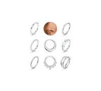 ADRAMATA 8Pcs Piercing Naso Acciaio Chirurgico Septum Piercing Labbro Anallergici Brillantino Orecchini Naso Cerchio Piccolo Conch Trago Piercings Helix Piercings Orecchio Oro Argento