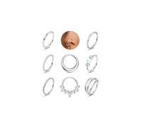 ADRAMATA 8Pcs Piercing Naso Acciaio Chirurgico Septum Piercing Labbro Anallergici Brillantino Orecchini Naso Cerchio Piccolo Conch Trago Piercings Helix Piercings Orecchio Oro Argento