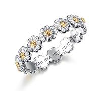 Adramata Anelli Donna Argento 925 Anello Margherita in Argento Anello Semplice Anello a Fascia You Are My Sunshine Anello a Fiore Dichiarazione Anello Barretta Argento Anelli per Donna Ragazze