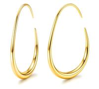 Adramata Orecchini a Cerchio per Donna in Acciaio Inossidabile Orecchini Cerchio Ovali in Oro 18K/Oro Rosa/Argento Ipoallergenici Goccia d'acqua Orecchini a Goccia, 25/30/35/40MM,G40