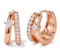 Adramata Orecchini Cerchio Donna Argento 925 Ipoallergenico Cerchi Doppi