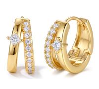 Adramata Orecchini Cerchio Donna Argento 925 Ipoallergenico Cerchi Doppi