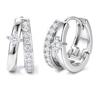 Adramata Orecchini Cerchio Donna Argento 925 Ipoallergenico Cerchi Doppi