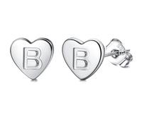 Adramata Orecchini Donna Argento 925 Con Lettere, Anallergici a Forma di Cuore, Piccoli per Ragazza, Regalo per Lei (Lettera A-Z), S2