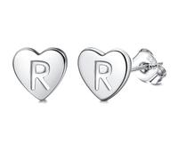 Adramata Orecchini Donna Argento 925 con Lettere, Orecchini Bambina Anallergici, Orecchini a Forma di Cuore, Orecchini Piccoli per Donna Ragazza, Regalo per Lei (Lettera A-Z),S18