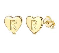 Adramata Orecchini Donna Argento 925 con Lettere, Orecchini Bambina Anallergici, Orecchini a Forma di Cuore, Orecchini Piccoli per Donna Ragazza, Regalo per Lei (Lettera A-Z),G18