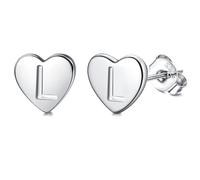 Adramata Orecchini Donna Argento 925 con Lettere, Orecchini Bambina Anallergici, Orecchini a Forma di Cuore, Orecchini Piccoli per Donna Ragazza, Regalo per Lei (Lettera A-Z),S12