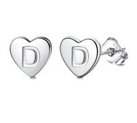 Adramata Orecchini Donna Argento 925 con Lettere, Orecchini Bambina Anallergici, Orecchini a Forma di Cuore, Orecchini Piccoli per Donna Ragazza, Regalo per Lei (Lettera A-Z),S4