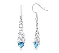 Adramata Orecchini Donna Argento 925 Orecchini con Pietra Portafortuna Brillante Orecchini Pendenti con Nodo Celtico Orecchini a Cuore Anallergici Orecchini a Goccia Argento Orecchini Pendenti Donna