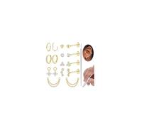 ADRAMATA Piercing Orecchio Chirurgenstahl Set Orecchini Anallergici Donna Orecchini Cerchio Piercings Naso Labbro Senza Filo Cartilagine Helix Piercing Trago Conch Piercings