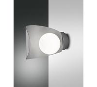 Adria applique LED moderna sferica con lastra curva in metallo silver
