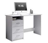 ADRIA, Scrivania con cassetti, bianca, pratica scrivania da ufficio con ampia superficie di lavoro, 120 x 76 x 50 cm (L x A x P)