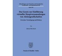 Adrian Felix Ko Das Gesetz zur Einführung virtueller Hauptver (Copertina rigida)