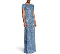 Adrianna Papell Abito da Donna a Maniche Corte con Paillettes, Nilo, 50