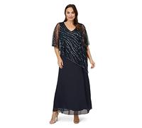 Adrianna Papell Abito Midi Popover con Perline Taglie Forti da Donna, Blu (Midnight), 50 di più