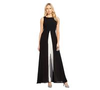 Adrianna Papell Crepe Overlay Jumpsuit Tuta Intera, Nero/Avorio, 40 Donna