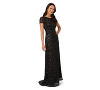 Adrianna Papell Short-Sleeve all Over Sequin Gown Vestito, Nero, 48 Donna