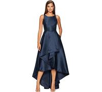 Adrianna Papell Women's Mikado High Low Gown, Midnight, 10