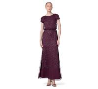 Adrianna Papell Women's Short Sleeve Blouson Beaded Gown, Cassis, 6