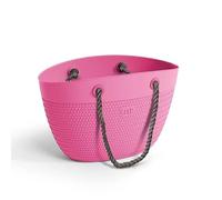 BORSA SPIAGGIA SHOPPING LINDA BAG PLASTICA MAGENTA ITALY CON MANICI CORDA