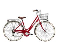 Adriatica Bazam - Bicicletta City Bike Donna 28" Panarea Lady Vintage, Cambio a 6 Velocità, Telaio in Acciaio, Taglia 45, Rosso