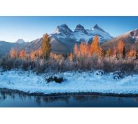 adrium Immagine acrilica 120 x 80 cm: la prima neve è quasi il riflesso perfetto delle tre sorelle nel fiume Bow. CANFF nel Parco Nazionale di Alberta Banff (134621266)