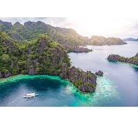 adrium Immagine acrilica 80 x 50 cm: vista aerea del Twin Lagoon su un'isola paradisiaca con scogliere calcaree taglienti, destinazione tropicale - Coron, (137054151)