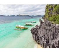 adrium Immagine composita Alu80 x 60 cm: vista aerea di Banol Beach sull'isola del paradiso di Coron, Palawan, Filippine - destinazione tropicale (135714850)