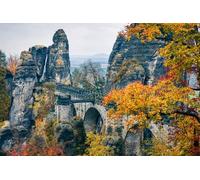 adrium Immagine in legno 60 x 40 cm: favolosa vista autunnale sul dorso della basta. Panorama mattutina pittoresco del Parco Nazionale Svizzera sassone, Germania, (116551981)