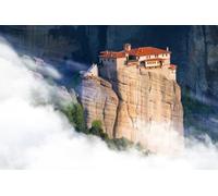 adrium Immagine in legno 60 x 40 cm: paesaggio di montagna con rocce di meteora e monastero, luogo paesaggistico dei monasteri sulla roccia. (104216756)